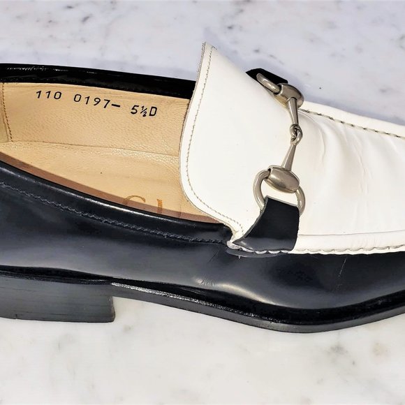 Gucci Horsebit Loafers Vintage 1996 Two-Tone Black & White, M Sz 5.5 D; W Sz 7 - Picture 12 of 16